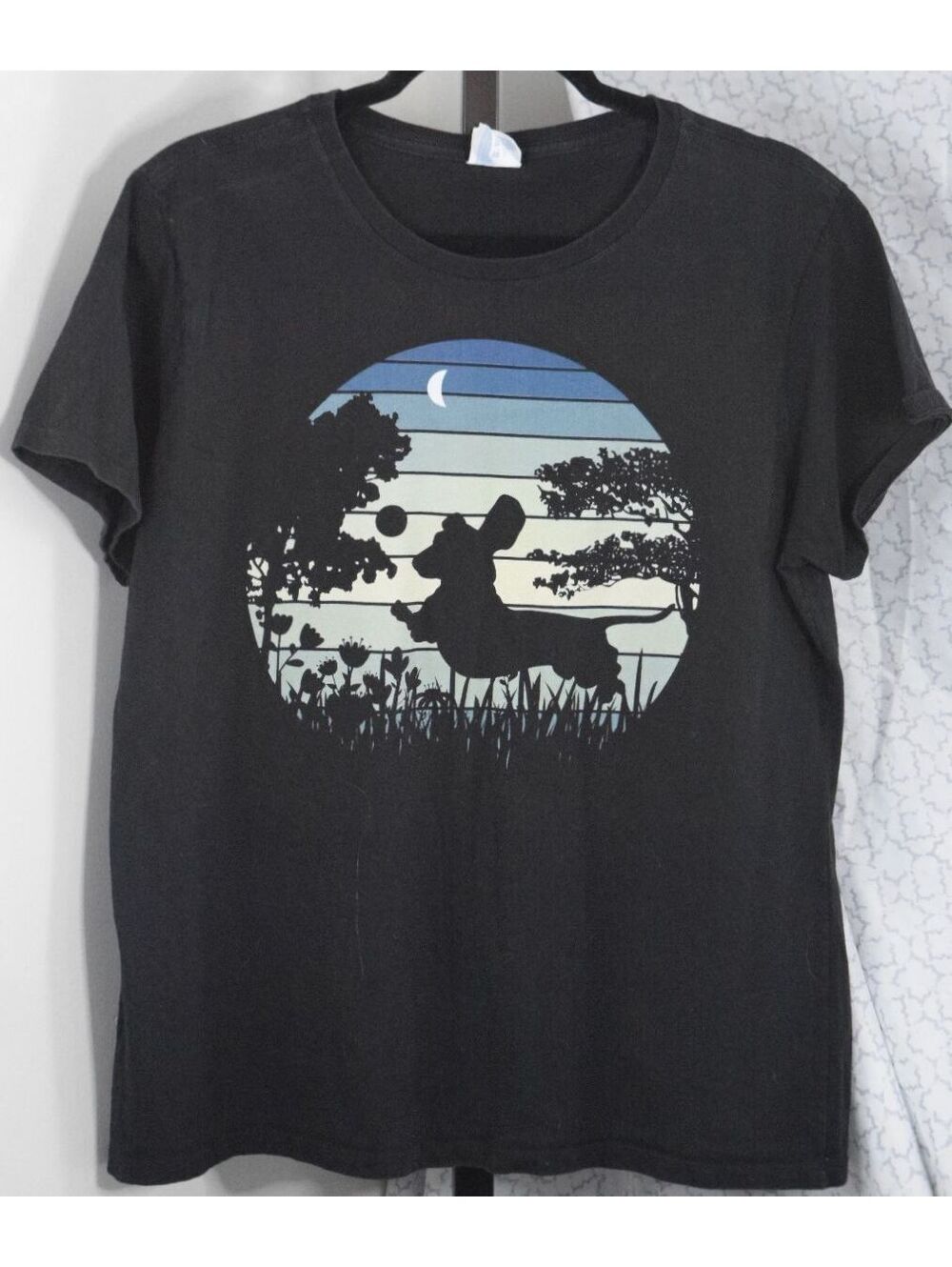 Dachshund Sunset Silhouette Graphic T-Shirt Port and Company Ladies Size XL